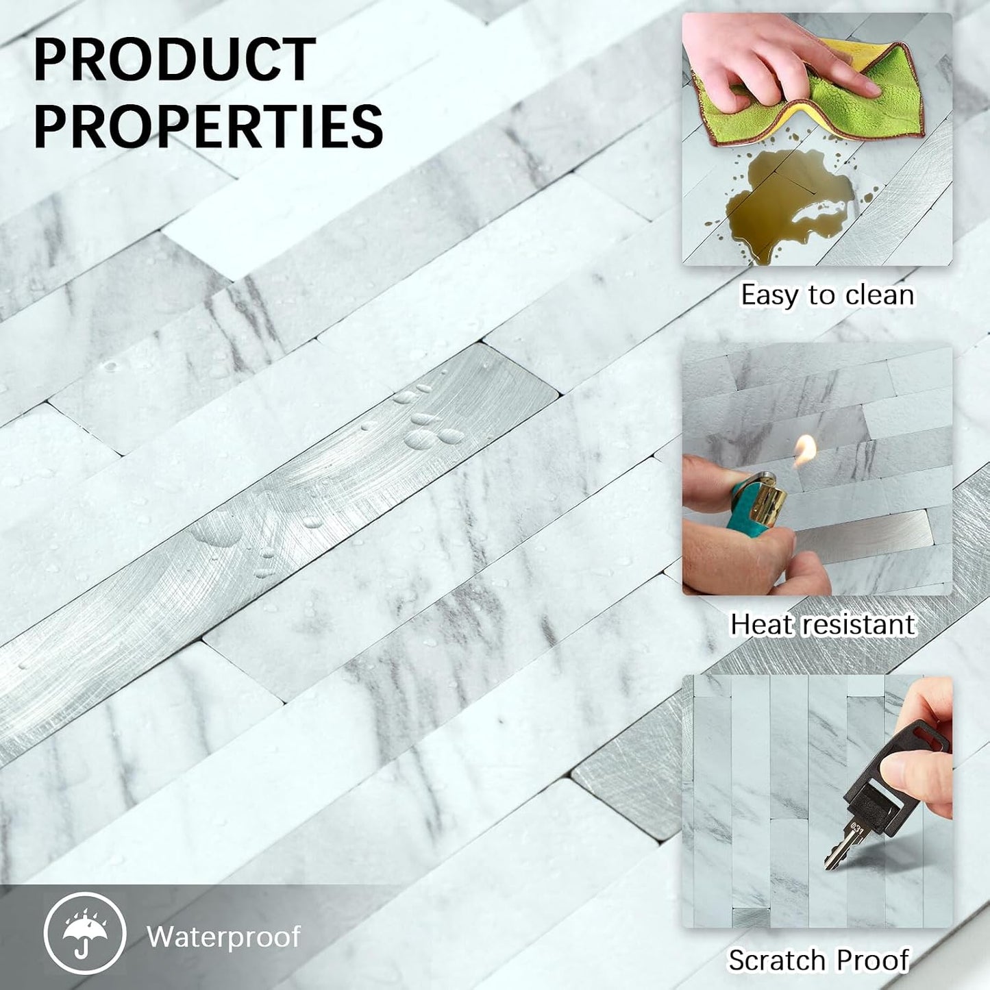 Midcard 10 Sheets Peel and Stick Backsplash PVC Wall Tile,for Kitchen Backsplash