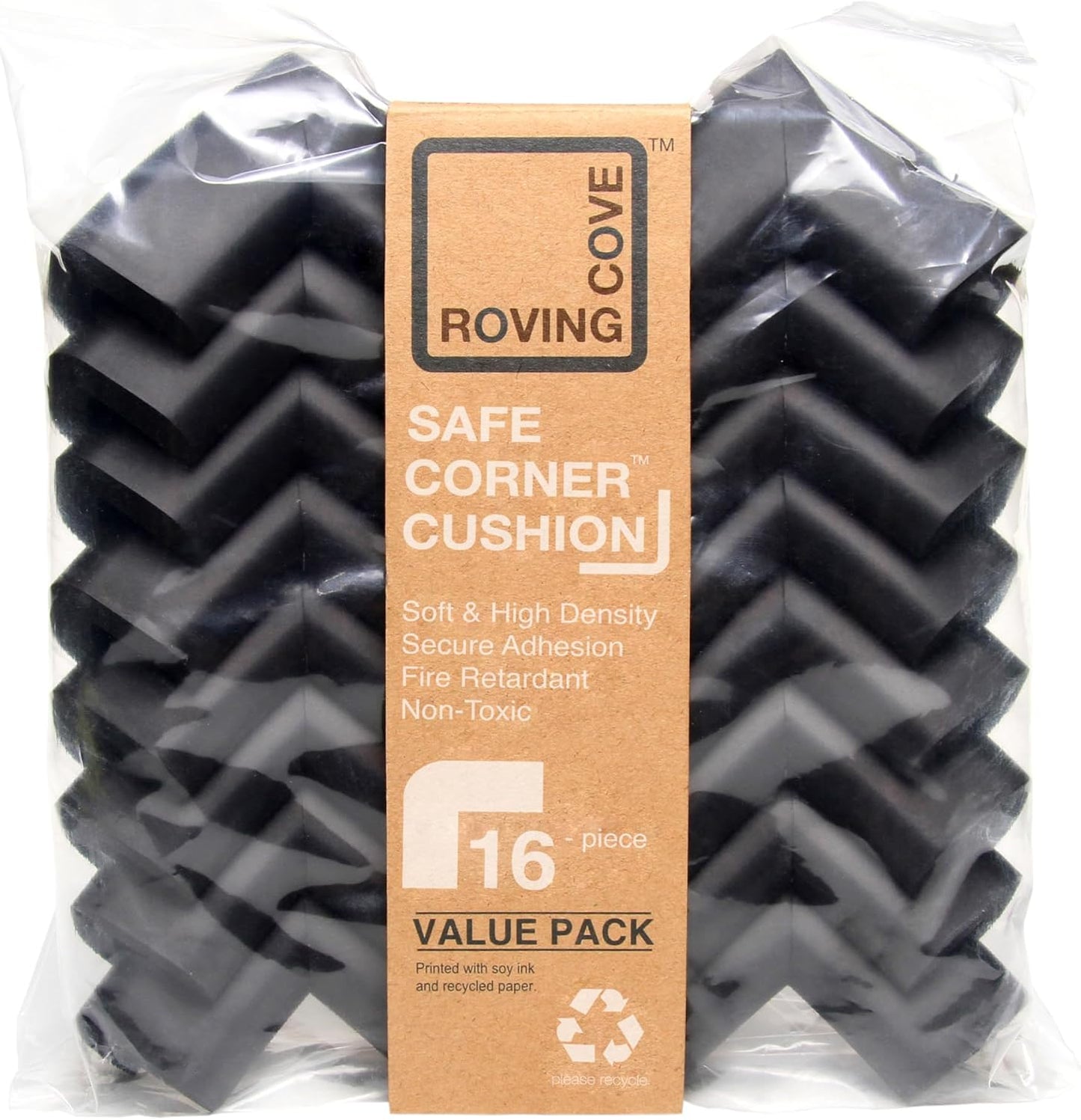Roving Cove HeftyFit Corner Protector for Baby (4 Large Corners), Heavy-Duty Soft Rubber Foam Furniture Corner Bumper Guards, 3M Adhesive Pre-Taped, Oyster White (Off White)