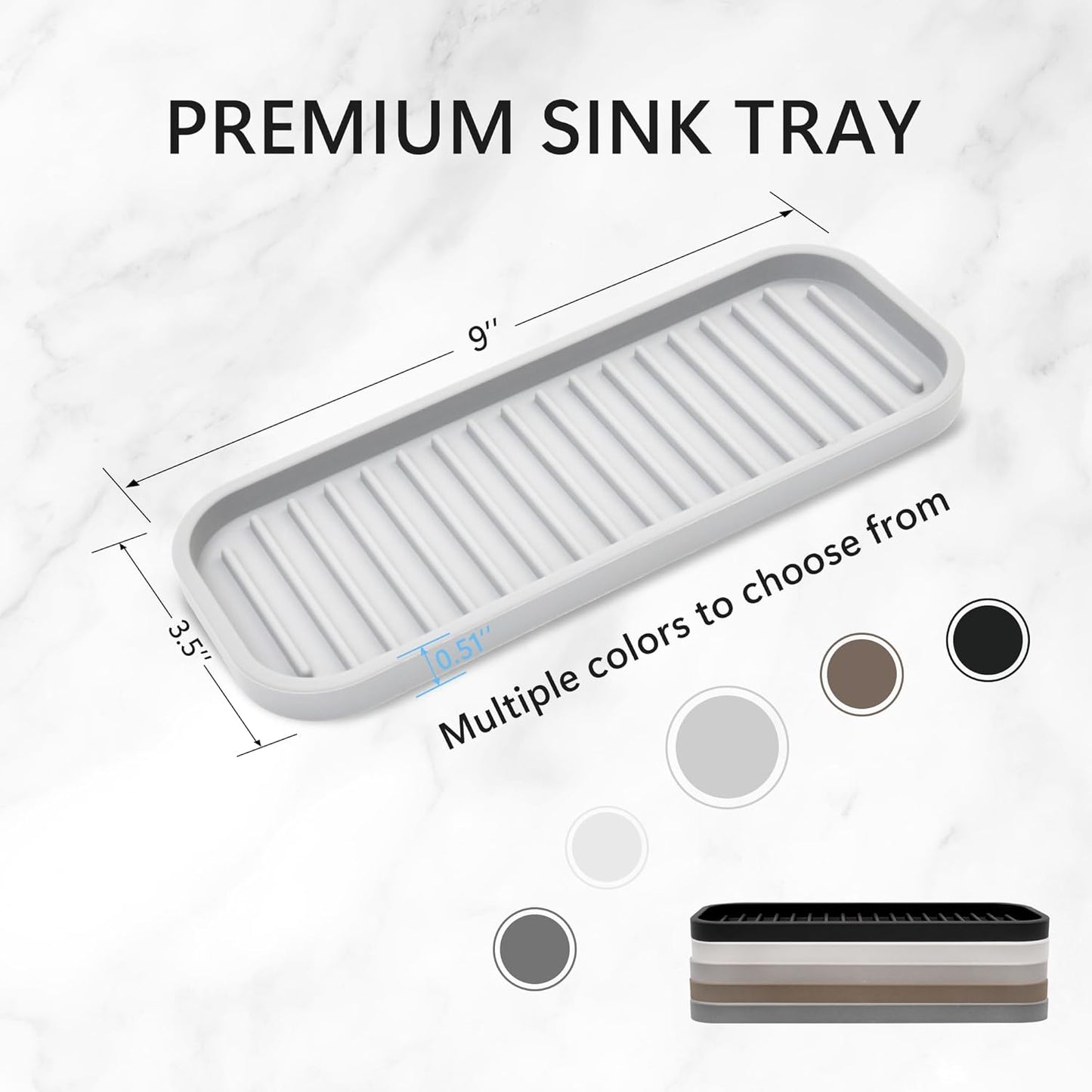 Silicone Sponge Holder Kitchen Sink Organizer Tray Dish Caddy Soap Dispenser, Scrubber Spoon Holder,Dishwashing Accessories 2 Pack (Black)