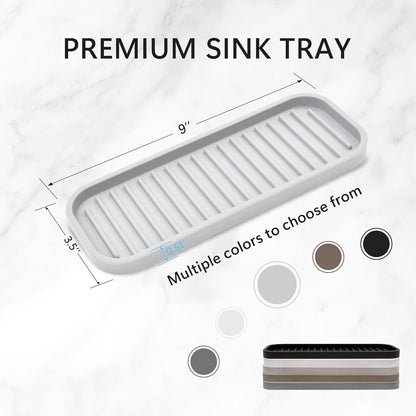 Silicone Sponge Holder Kitchen Sink Organizer Tray Dish Caddy Soap Dispenser, Scrubber Spoon Holder,Dishwashing Accessories 2 Pack (Black)