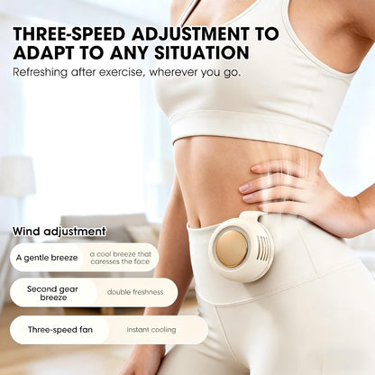 Portable Bladeless Wearable Fan, Silent USB Rechargeable Clip-On Personal Fan with 3 Speeds for Shirt or Waist, Hands-Free Cooling for Travel, Office & Outdoor Use
