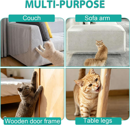 Cat Scratch Furniture Protector, 196.9" x 17.7" Thickened Transparent Self-Adhesive Couch Protector, No Residue Anti-Scratch Cat Claw Proof Pads for Sofa