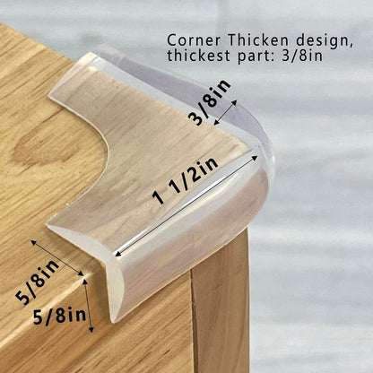Silicone Clear Corner Protector Baby Proofing Furniture Guard, 4 Count | Food-Graded, Pre-Taped Adhesive, Flexible‌ Table Cabinets Counter Edge Bumper, Kids Child Safety Proof, 5/8" Depth