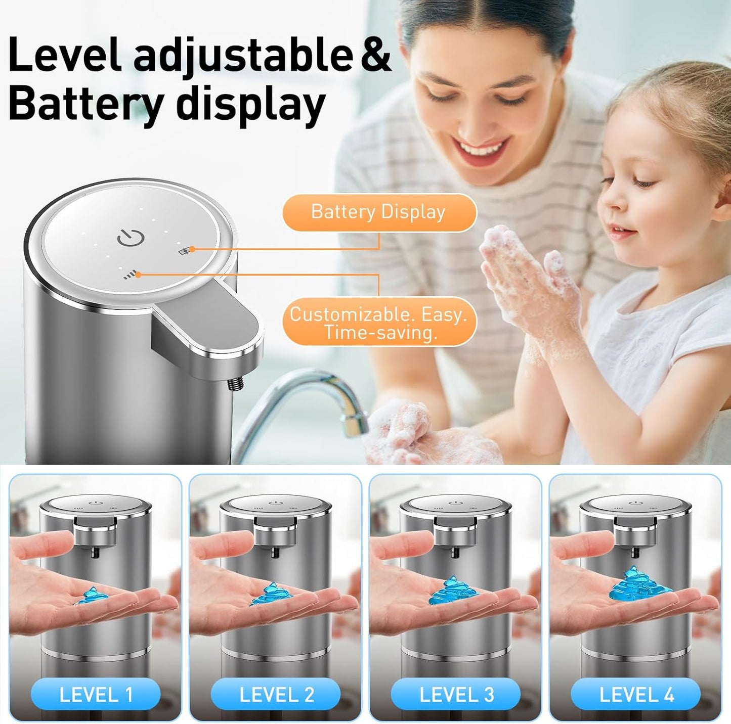 Fantictas Automatic Foaming Soap Dispenser Foaming Hand Sanitizer Touchless 1500mAh Soap Dispenser Rechargeable with Sensor for Bathroom Kitchen 13.5oz/380ml