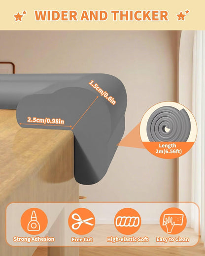 16.4FT L-Shape Baby Corner Protector Guards, Pre-Taped, 0.47''Thick | Edge Safety Bumpers for Furniture & Sharp Table Corners, with 10 Corners, Waterproof Soft Foam Adhesive Guard Cushion, White