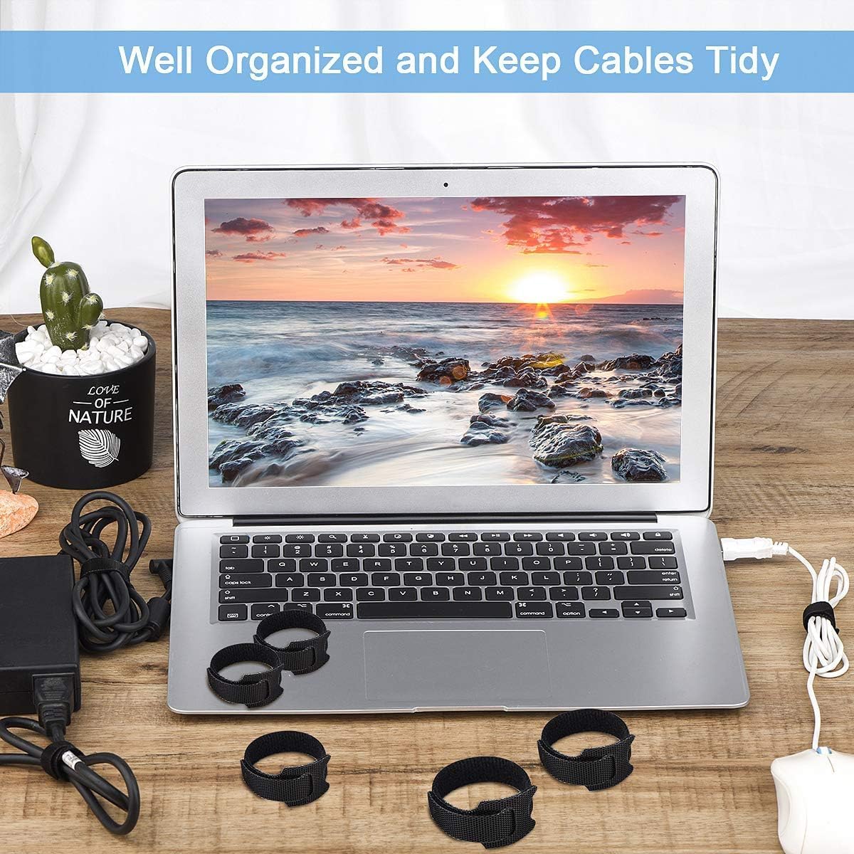 34pcs Cord Management Organizer Kit, Reusable Cable Ties Wire Organizer Set with Self-Adhesive Cable Clips for Desk Computer TV Home Office