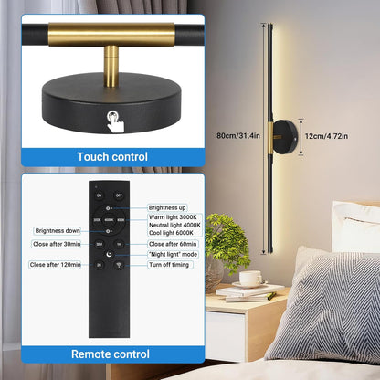 TaoFiaCo Battery Operated Wall Sconces Set of Two,Rechargeable Wall Sconces Set of 2 with Remote Control Dimmable Wall Light Decor for Living Room, Bathroom for, 24 Inch, Gold