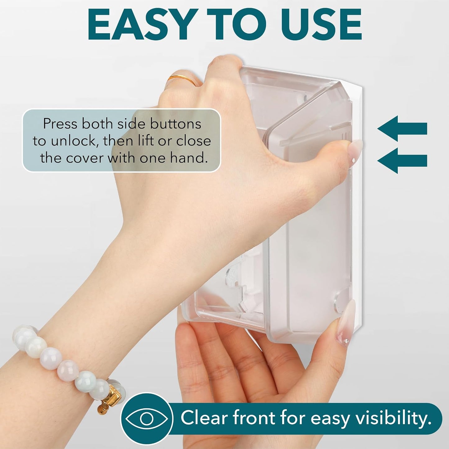 Bates- Baby Safety Outlet Cover Box, Transparent Door, Baby Proof Outlet Covers, Plug Covers for Electrical Outlets