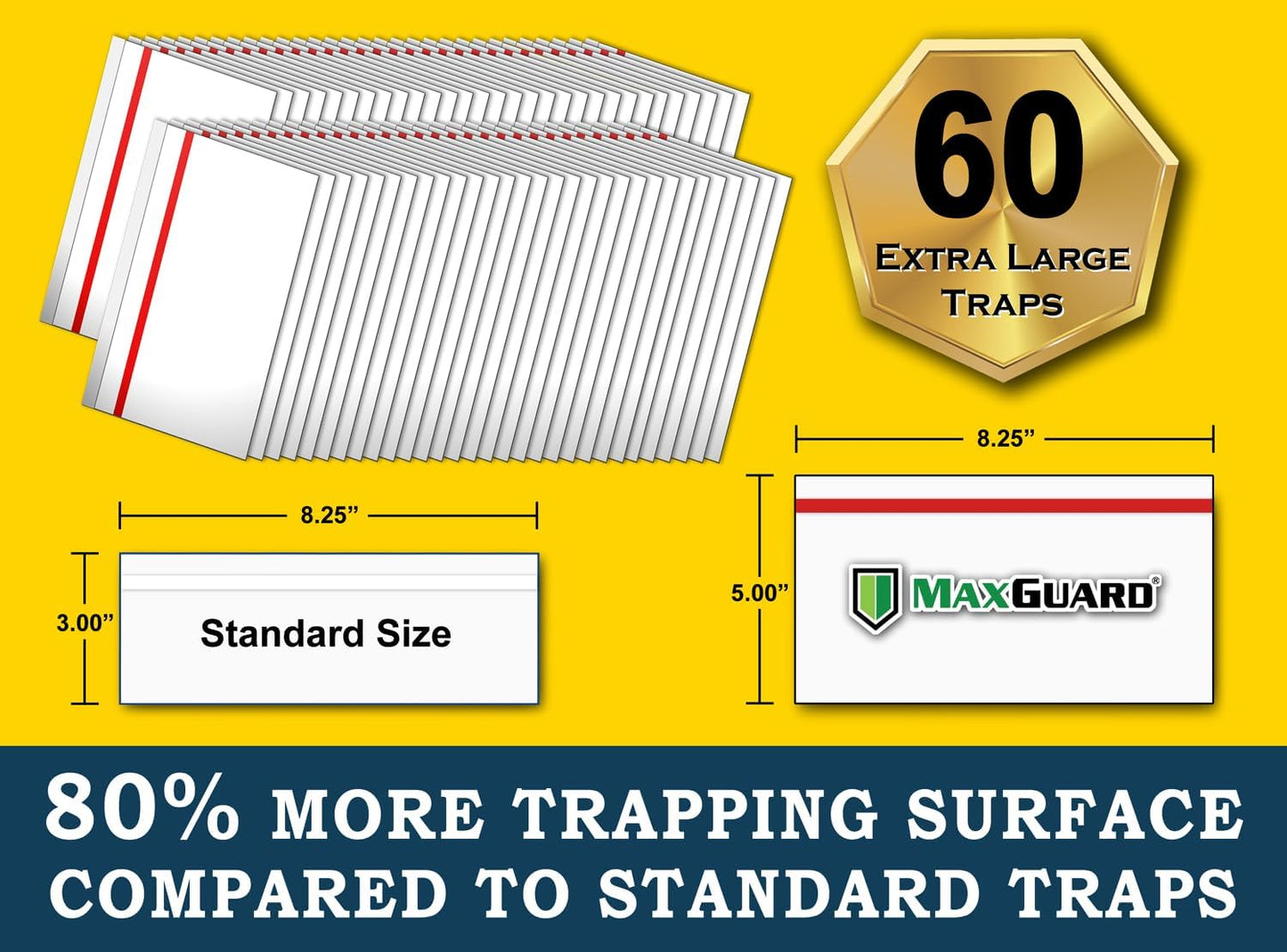 MaxGuard Window Fly Traps (24 XL Traps) Catch & Kill Houseflies, Flying Insects & Bugs. Non-Toxic Sticky Glue Traps Fly Killer Clear Strip Insect Catcher Safe No Zapping with Zapper |