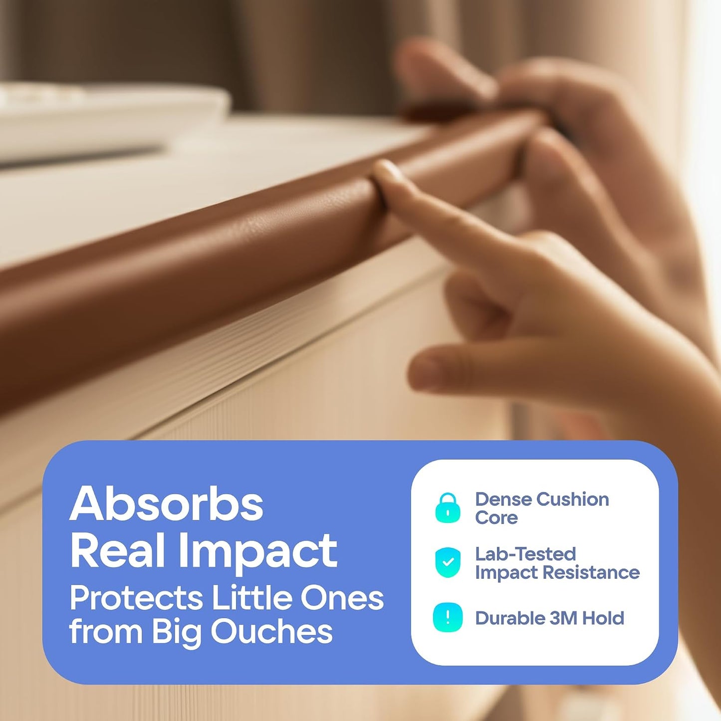 Premium 12ft Edge Protector for Baby, Odorless Foam Cushion with Strong Adhesive Tape, Non-Toxic to Baby Proof Corners and Edges, Wall Corner Protector & Desk Edge Cushion White