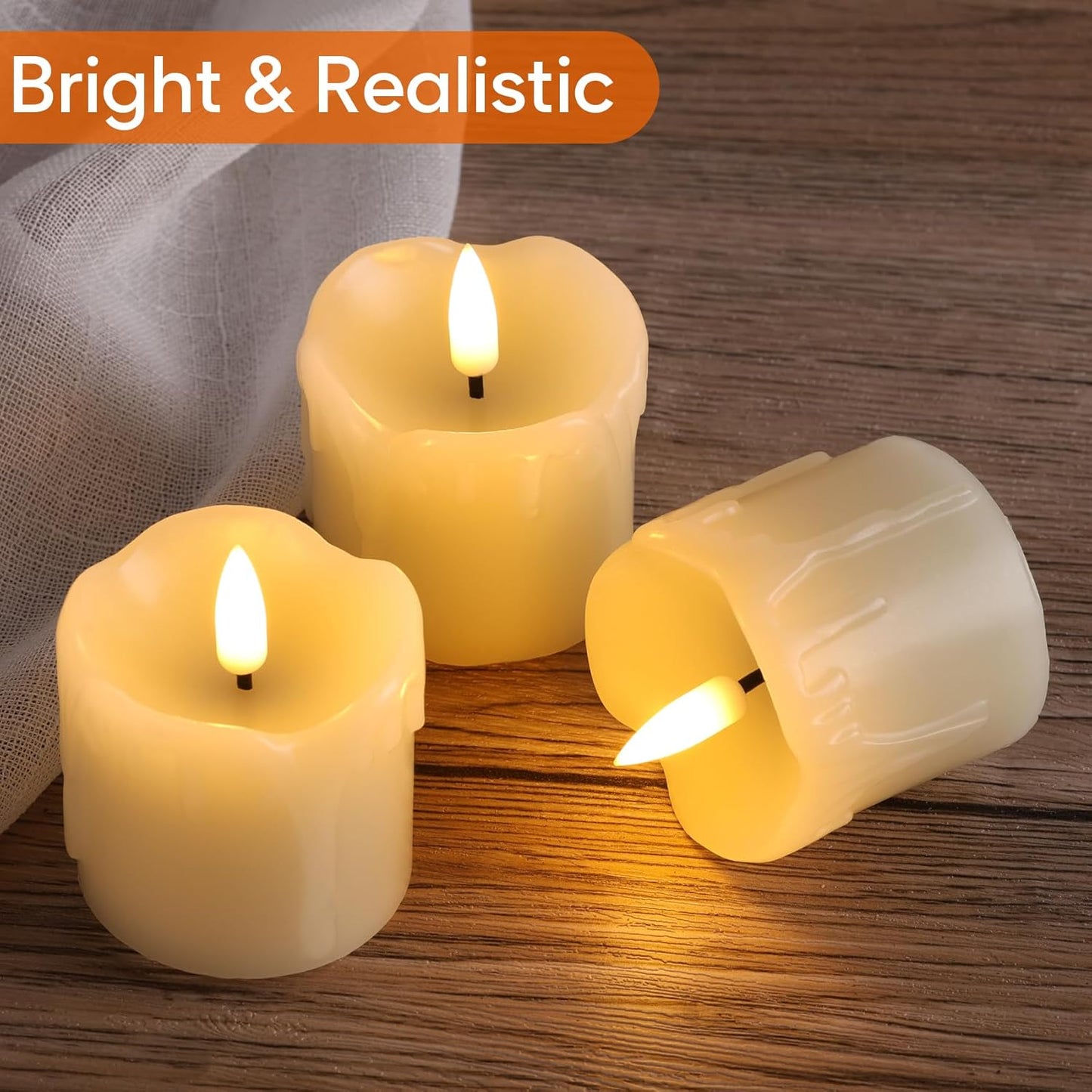 Eywamage Ivory Flameless Votive Candles with Timer Batteries, 2x3 inch Small LED Pillar Candles Flickering Set of 6