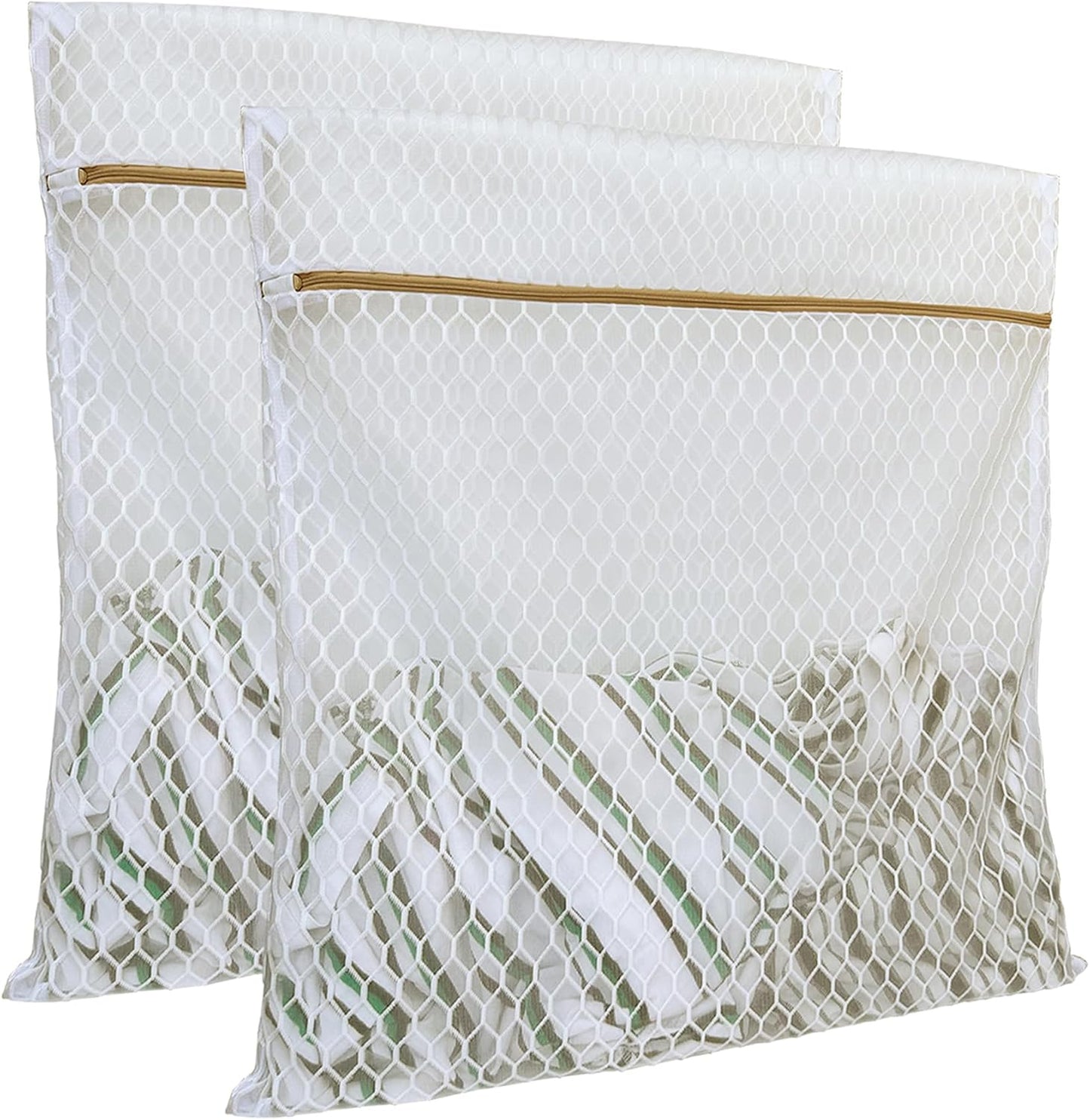 6 Pack Laundry Bag, Durable Honeycomb Mesh Laundry Bags Suitable for Delicate Clothes Washing (3 Large, 3 Medium) Beige