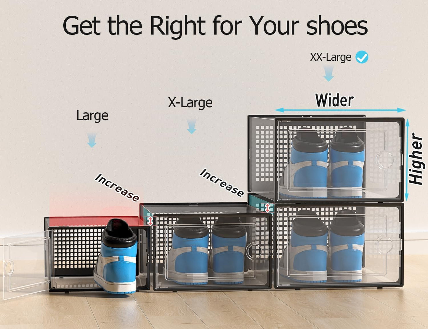 Kuject X-Large Shoe Storage Boxes Organizers for Closet 12 Pack, Fit Size 11,Clear Plastic Stackable Sneaker Containers for Entryway, Space Saving Shoe Rack, Brown