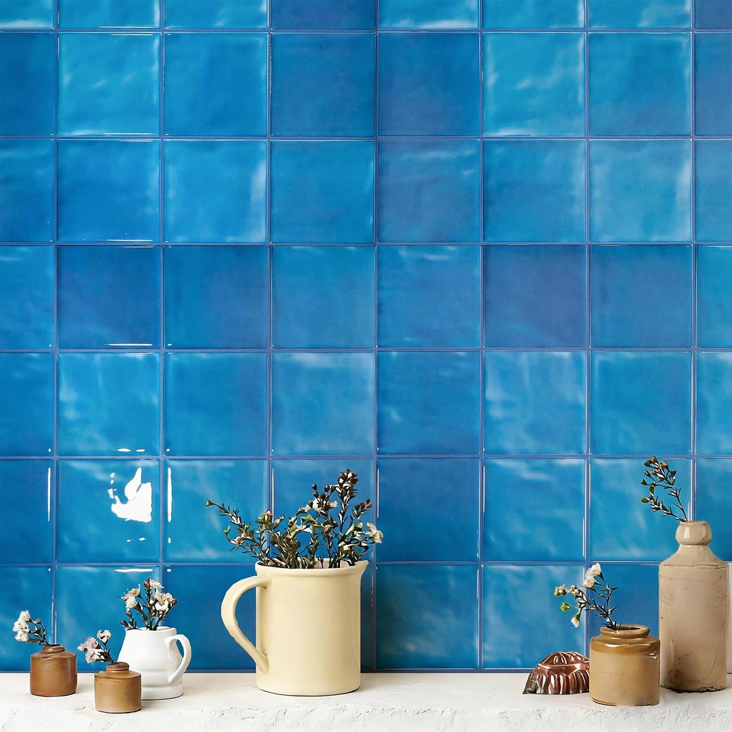 5 Sheets Peel and Stick Backsplash, Self Adhesive Wall Tiles, 3D Adhesive Tile Backsplash, 12"x12"Premium Self Adhesive Wall Tiles Peel and Stickfor Kitchen, Bathroom, RV(Spring Moss)