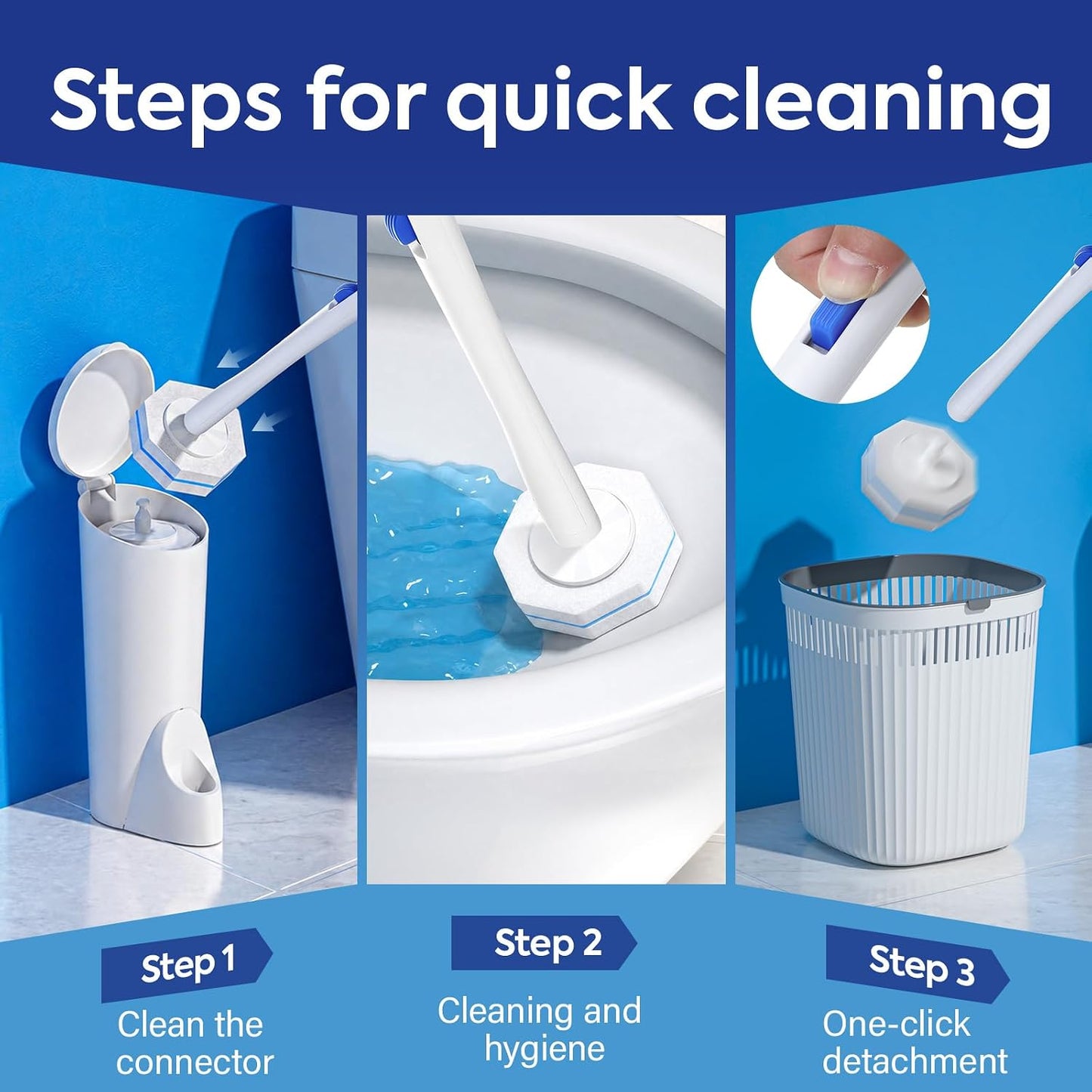 50 Pcs Disposable Toilet Cleaner Refill Pads, Universal Toilet Bowl Brush Replacement Heads, Durable Deep Cleaning Refills, Fresh Scent Bathroom Cleaning Supplies