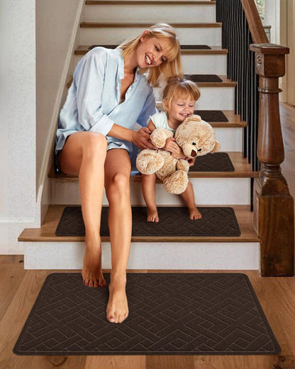 Non Slip Stair Treads for Wooden Steps,15 Pack 8" X 30" Stairs Carpet Treads Indoor with Reusable Peel and Stick Adhesive for Kids Elders and Pets