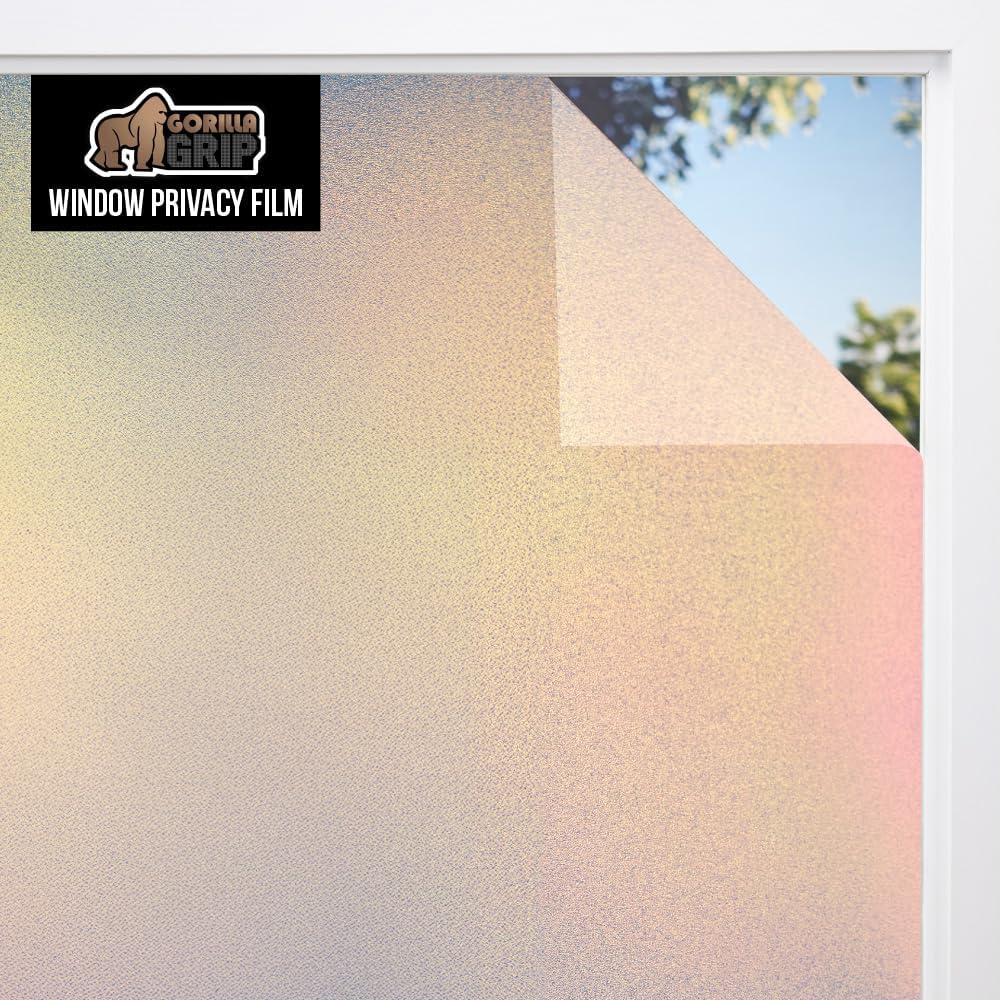 Gorilla Guard Window Privacy Film, Removable Two Way Sun Blocking, Reusable No Residue Stickers, Strong Static Clings to Glass Windows, Decorative Bathroom Door Coverings, 17.5 x 78.7 Inch, Frosted