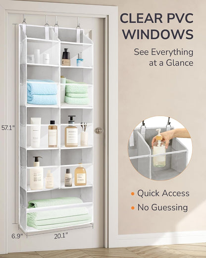 ULG Over the Door Organizer, 5-Tier Extra Large Hanging Storage with 10 Mesh Pockets, 100 lbs Capacity, Heavy Duty Door Organizer for Closet, Bedroom, Nursery Storage, Beige