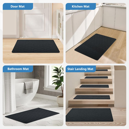 KOOTETA Stair Treads for Wooden Steps Indoor, 15 Pack 8" X 30" Non Slip Carpet Stair Treads with Reusable Adhesive for Kids Elders and Dogs, Surface Polyester TPR Backing Stair Runner Rugs, Dark Grey
