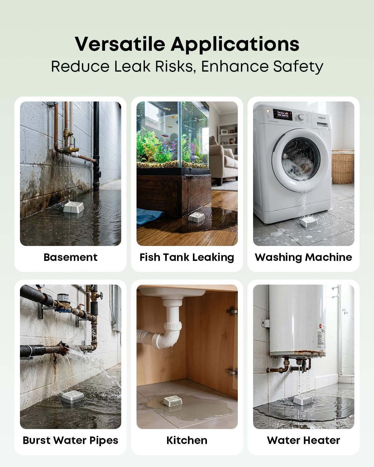 MOCREO WiFi Water Leak Detector Kit, 2000ft Long Range, SMS App Email Alerts, 105dB Adjustable Alarm, Leak Severity Tracking, 5-Year Battery Life, 3 IP67 Water Leak Sensors for Home Basement Kitchen