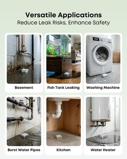 MOCREO WiFi Water Leak Detector Kit, 2000ft Long Range, SMS App Email Alerts, 105dB Adjustable Alarm, Leak Severity Tracking, 5-Year Battery Life, 3 IP67 Water Leak Sensors for Home Basement Kitchen