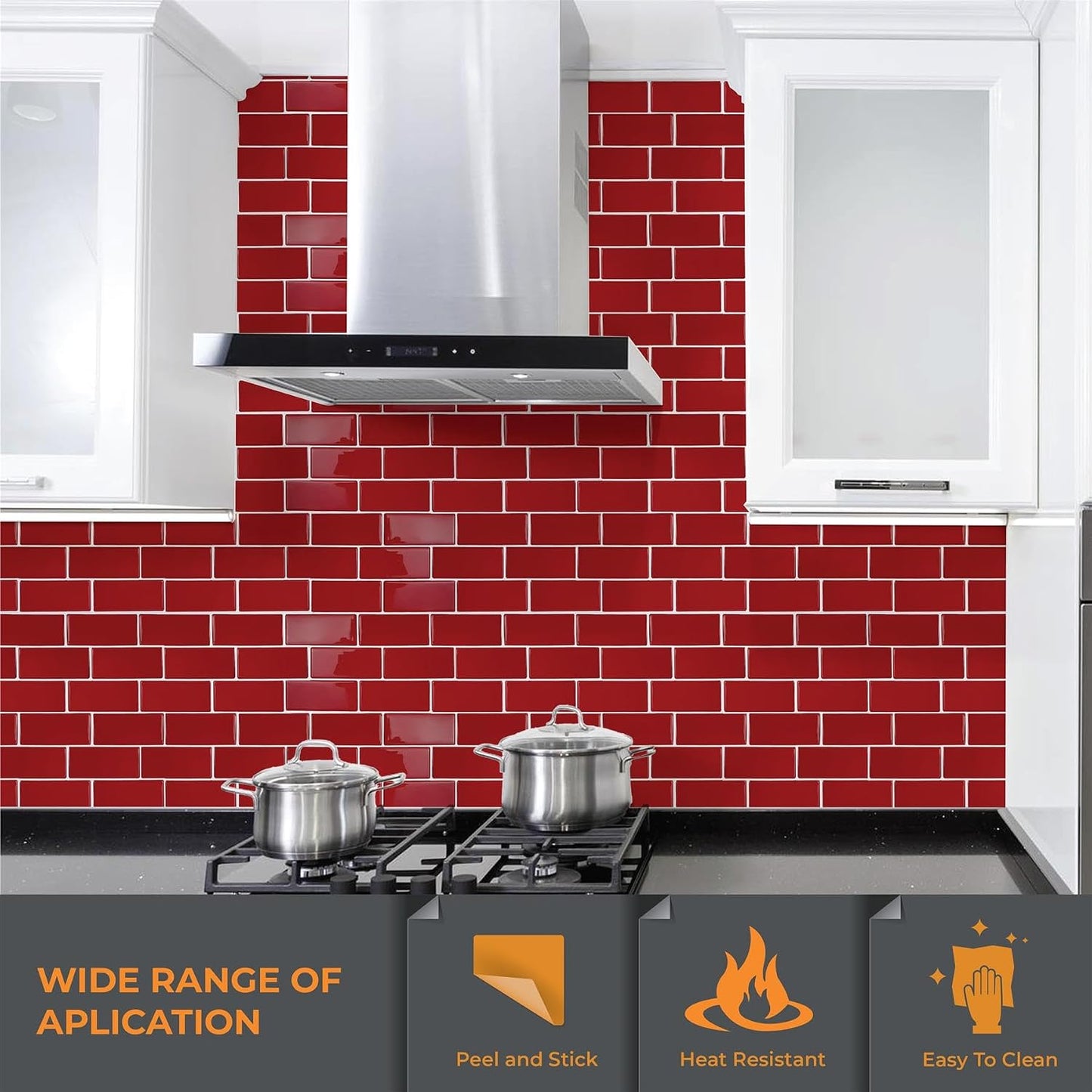 WALPLUS 20 Sheets Peel and Stick Kitchen Backsplash Tile Stickers Self Adhesive Stick on Subway Tile 12" x 6" Bathroom Splashback Water Heat Resistant 3D Wall Tiles Pure White Gray