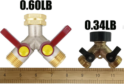 EJW Hose Splitter, 2 Way Hose Splitter, Garden Hose Splitters,Faucet Splitters, Outdoor Faucet Splitter, 2 Way Hose Connector,Brass Splitter, 3/4” GHT Threads.