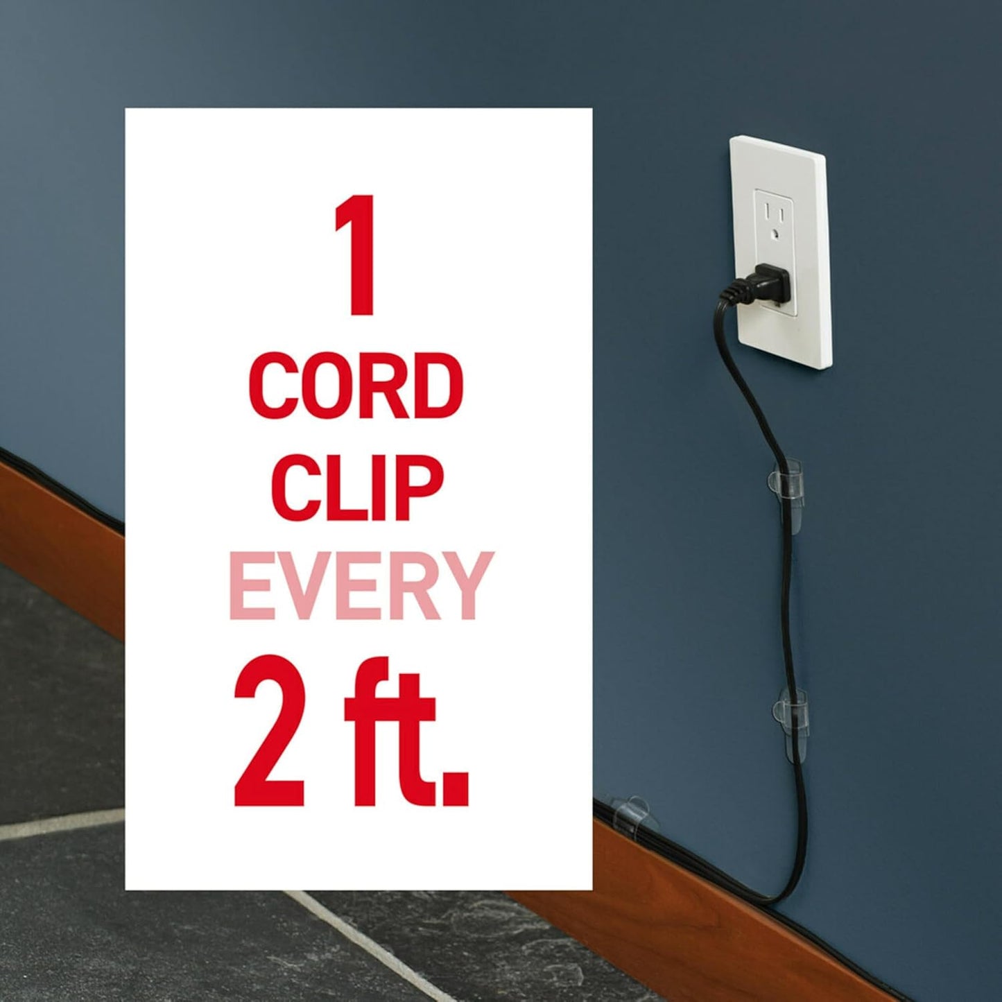 Command Round Cord Clips, Damage Free Hanging Cable Clips, No Tools Wall Clips for Hanging Electrical Cables, 40 Clear Cord Clips and 48 Command Strips