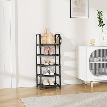LANTEFUL Tall Narrow Shoe Rack for Entryway, 10-Tier Sturdy Metal Shoe Shelf Storage 10-15 Pairs of Shoes and Boots, Space Saving Corner Shoe Rack Organizer for Closet,Doorway,Garage,Living Room
