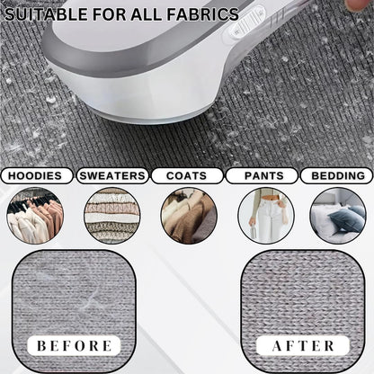 Fabric Shaver, Lint Remover, Rechargeable Lint Shaver with Durable Sharp Blades for Clothes & Upholstery - USB Charging Cable Included - Travel-Friendly & Ergonomic Design - Wants & Needs White Color