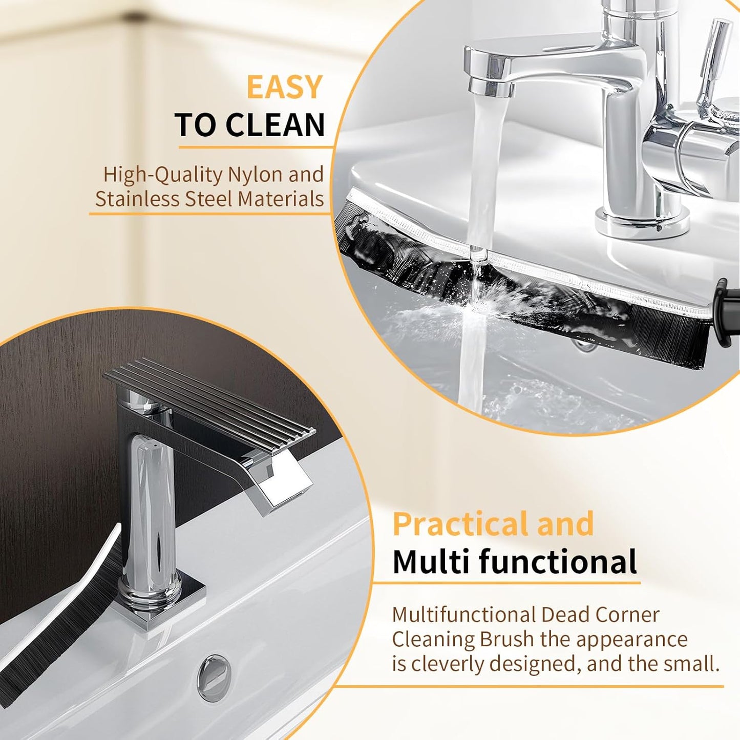 4 Pack Hard Bristle Crevice Cleaning Brush Set, Small Grout Scrub Brush for Tight Spaces, Bathroom Kitchen Window Track Tile Shower Door Gap Corner Sink Faucet Floor Detail Cleaner Tool Daily Home Use