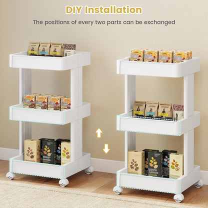 GOFLAME 4-Tier Rolling Utility Cart, Multifunctional Slim Storage Trolley with Detachable Trays and Wheels, Mobile Shelving Unit Organizer for Kitchen, Living Room and Bathroom (20” × 5” × 40”)
