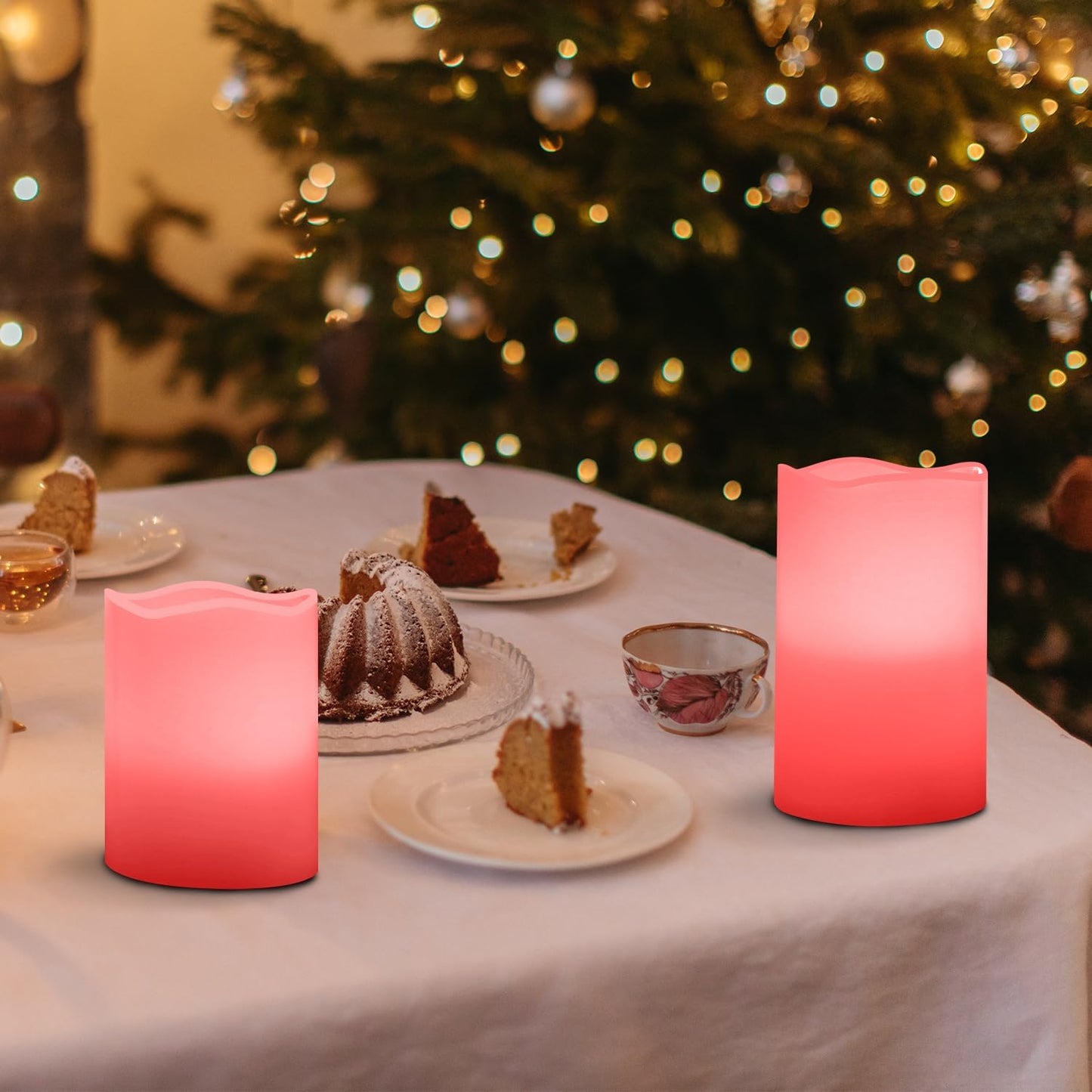 Flameless Flickering LED Battery Candles :Set of 3 Ivory Real Wax Pillar Operated Fake Faux Lights with Remote Control and Timer Function Flicker Candle for Decoration Christmas Votive Garden Outdoor