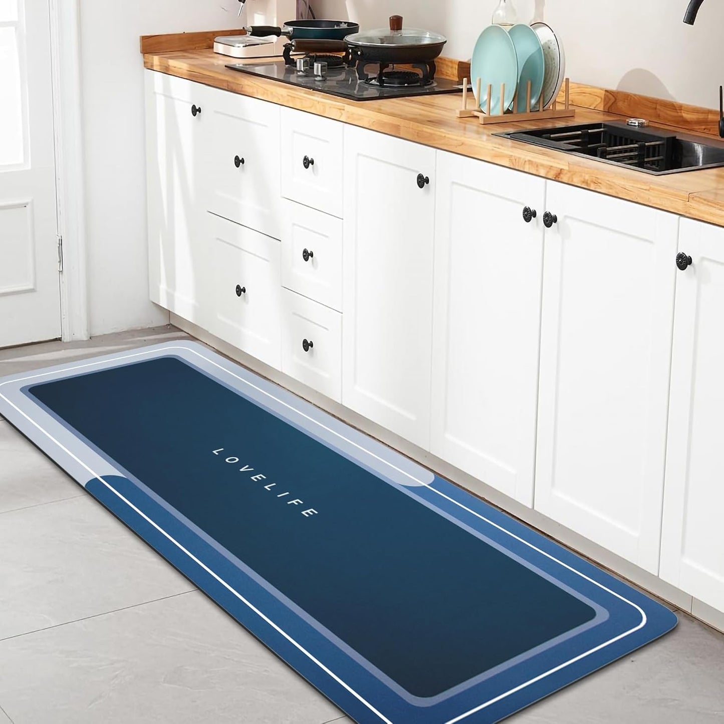 Bath mat Rubber Bathroom Mat-Quick Dry Absorbent Rug Non-Slip Thin Bathroom Rug Instant Dry Magic Bath mats for Bathroom Floor Mat in Front of Bathtub, Sink, Grey,17x27in