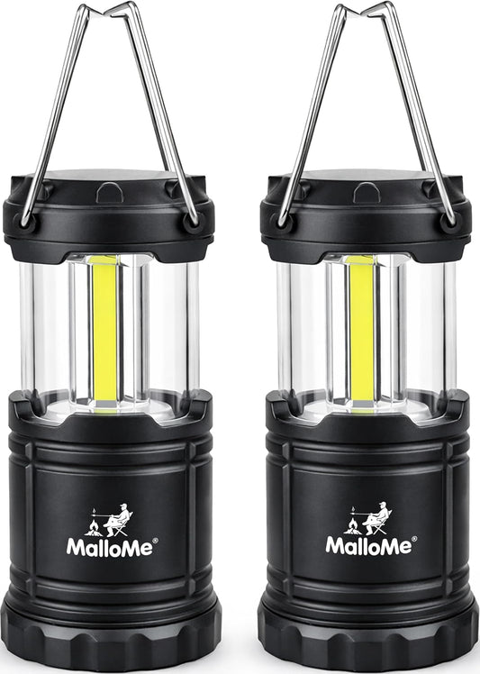 MalloMe LED Camping Lantern, Battery Powered Lanterns for Power Outages, Portable Hanging Collapsible Camping Lights for Outdoor, Home, Emergency, Hurricane Lamp Survival Outage Light 3 x AAA Operated