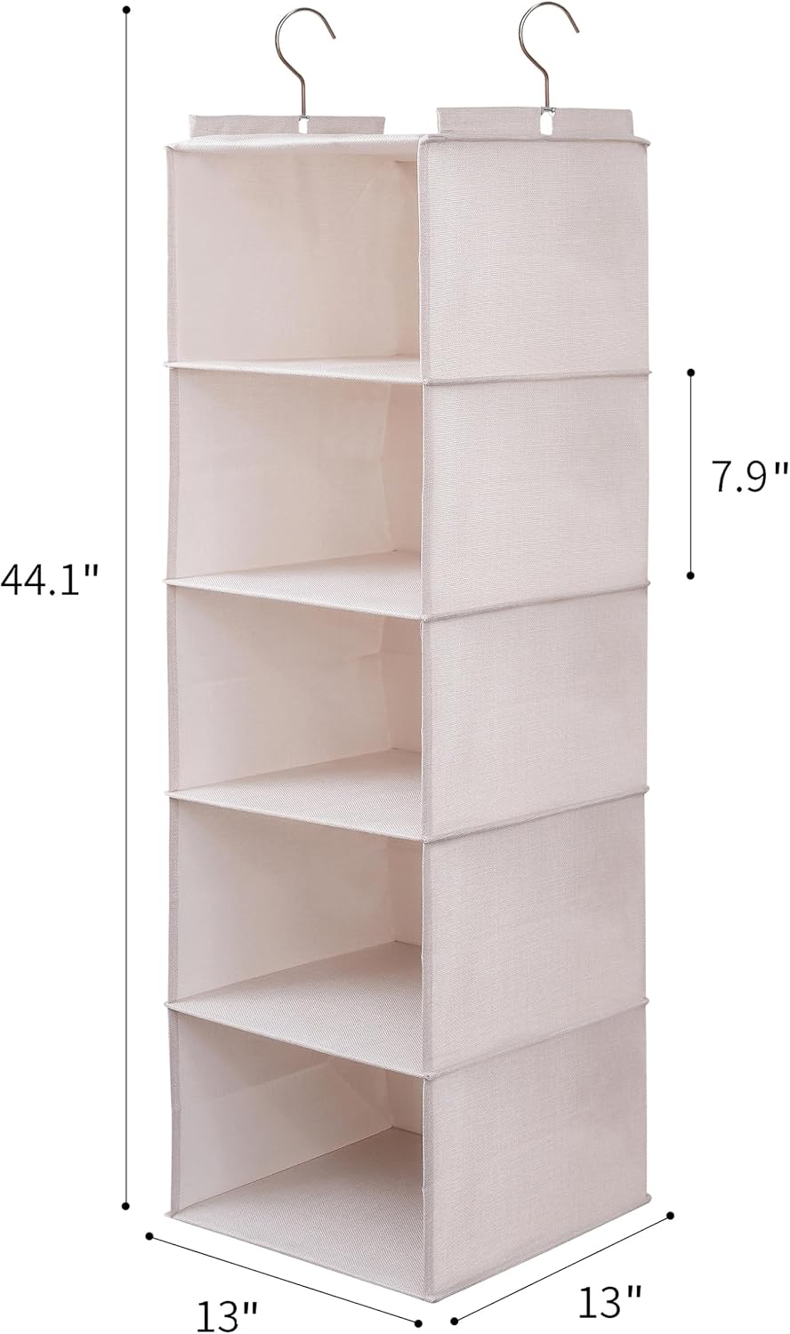 Large Hanging Sweater Organizer for Closet,Collapsible 6-Shelf Hanging Closet Shelves with Drawers, Washable (Grey-6 Shelf)