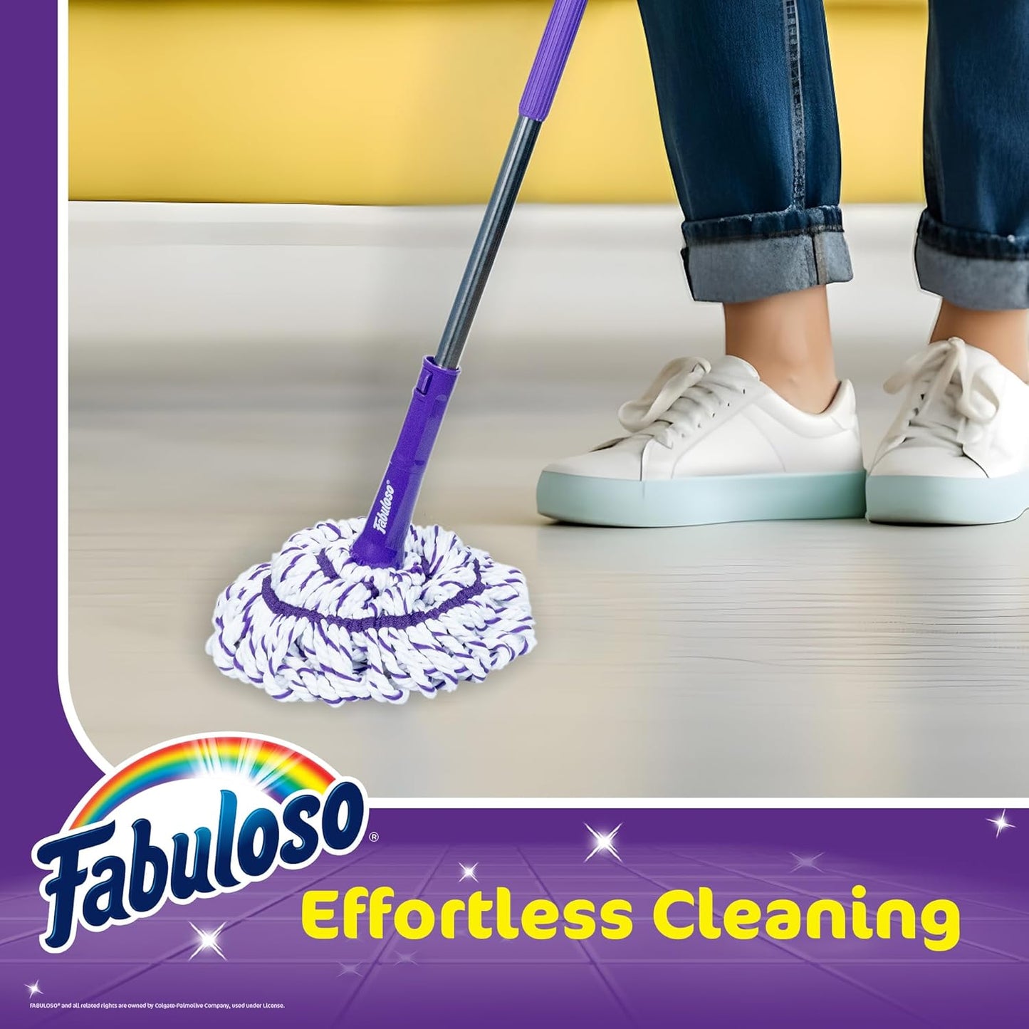 Fabuloso Spin Mop and Bucket Set, Hands-Free Pedal-Activated Spin Wringer, Adjustable Pole, Machine Washable and Replaceable Microfiber Mop Head, Works on All Hard Floor Surfaces