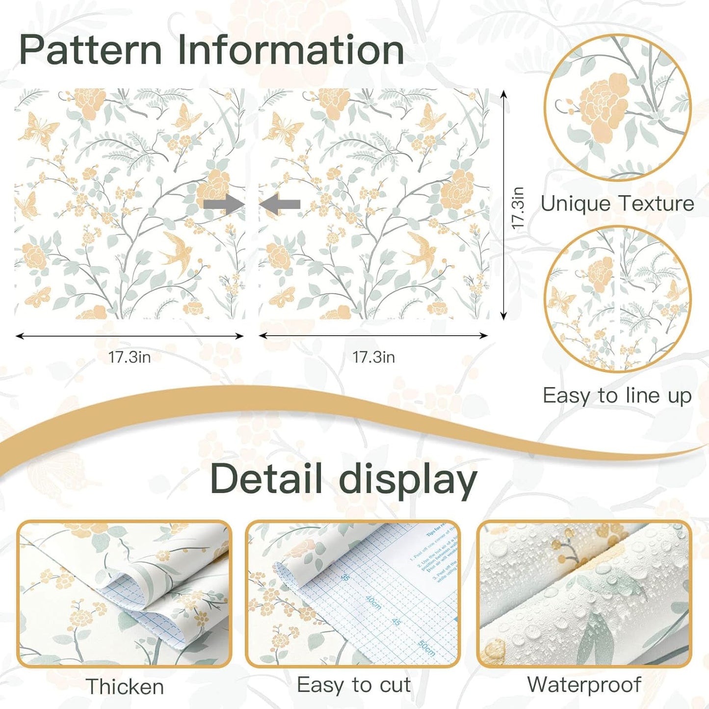 Boho Wallpaper Neutral Peel and Stick Wallpaper 78.7"x17.3" Geometric Wall Paper Beige and White Contact Paper Textured Removable Vinyl Waterproof for Bedroom Farmhouse Kitchen Bathroom