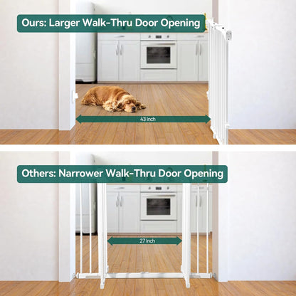 Babelio Baby Gate for Stairs, Kitchen & Doorways, No Bottom Bar| One-Handed Operation| Auto-Close| Hardware Mount (Drill Needed) Safety Dog/Pet Gate (Black - B17, 26-43" W, 28" H)