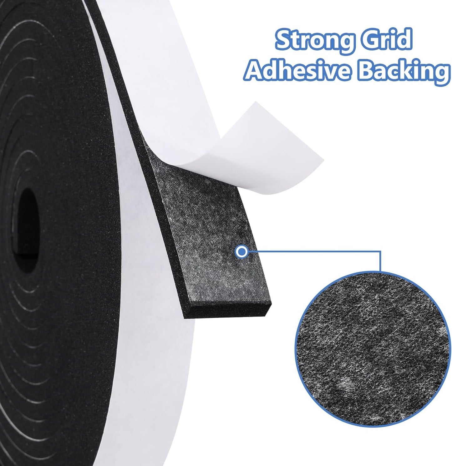 16Feet Weather Stripping Seal (1/2 Inch X 1/4 Inch) for Door Window, High Density Foam Tape, Soundproofing, Insulation Strip, Door Sealers for Door Frame- White