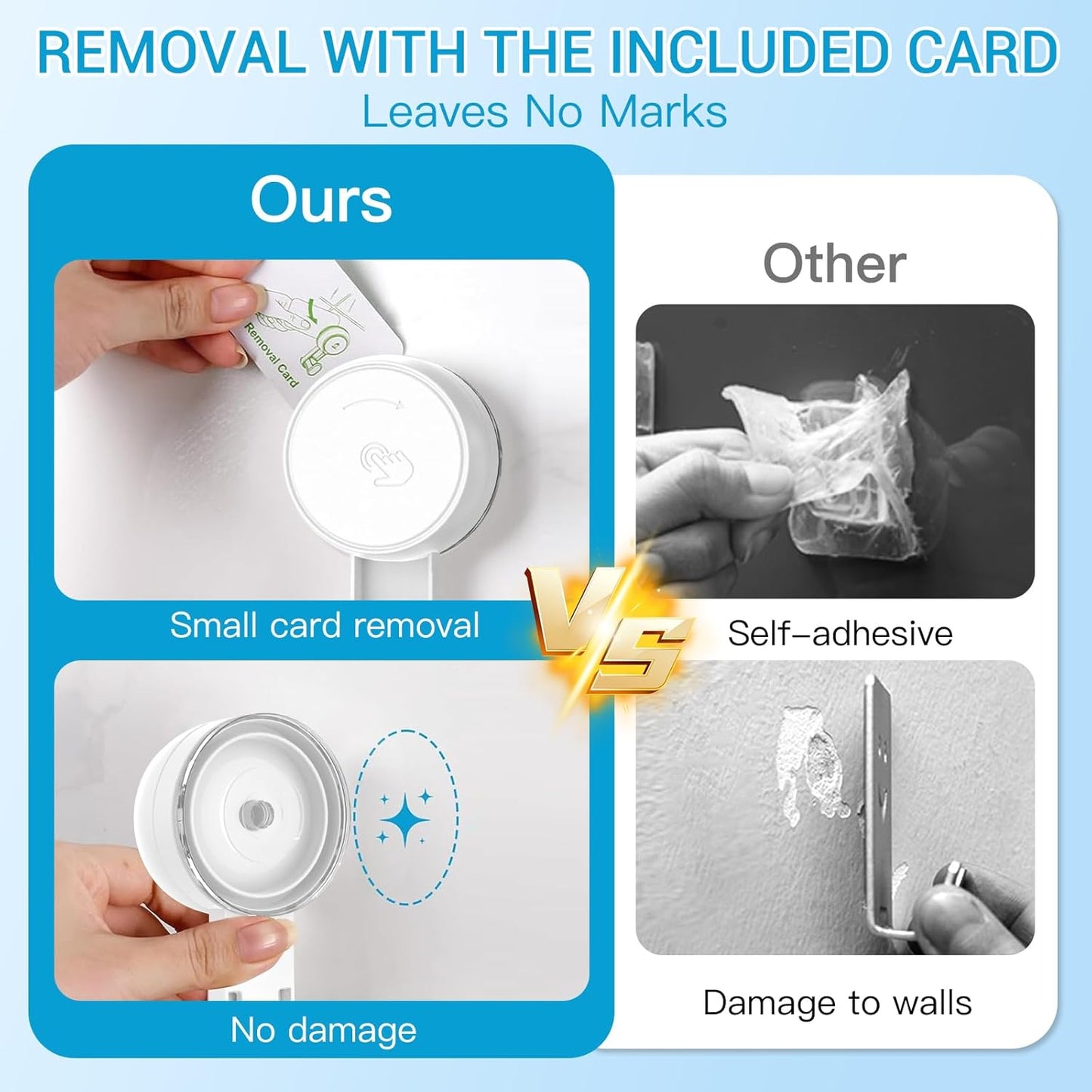 LUXEAR Heavy Duty Waterproof Shower Hooks 2 Pack - Suction Hook, No Drill Damage-Free Removable Reusable Wall Hooks for Bathroom Kitchen Towel Bathrobe Loofah Shower Hooks (Max Load 11LB/5KG)