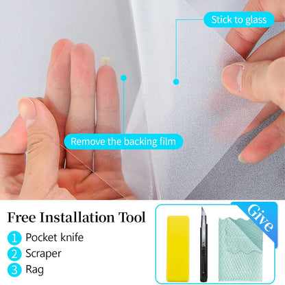 Niviy Frosted Glass Window Privacy Film Decorative, Static Cling Bathroom Window Frosting Film Day and Night Windows Cling Home Glass Door Cover, 17.5 inch x 78.7 inch