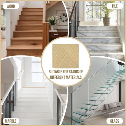 DEXDE Bullnose Stair Treads for Wooden Steps Non-Slip Stair Runner, 14 Pcs | Reusable bullnose carpet Stair Treads Indoor, Peel and Stick Stair Rugs with Edge Protection, Soft Washable, 30"x9.5" Grey
