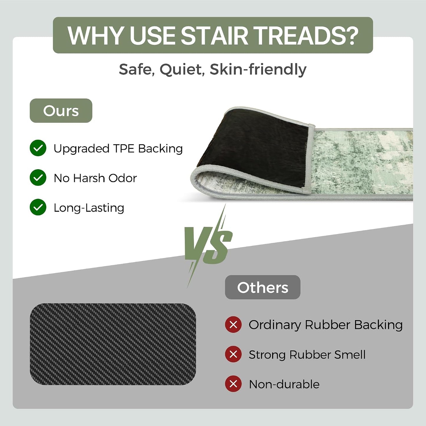 sarben Non Slip Stair Treads for Wooden Steps 15PCS - 8"x30" Indoor Safety Carpet, Edging Mats with TPE Adhesive Backing, Pet and Elderly Friendly Stair Rugs (Taupe) - Colors A
