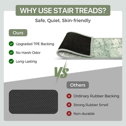 sarben Non Slip Stair Treads for Wooden Steps 15PCS - 8"x30" Indoor Safety Carpet, Edging Mats with TPE Adhesive Backing, Pet and Elderly Friendly Stair Rugs (Taupe) - Colors A