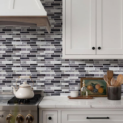 10-Sheet Peel and Stick Backsplash Waterproof Oil-Proof Wall Tiles for Kitchen & Bathroom, Easy Install Self-Adhesive Wall Tiles, Removable Stick-On Backsplash for Kitchen Stove & Walls