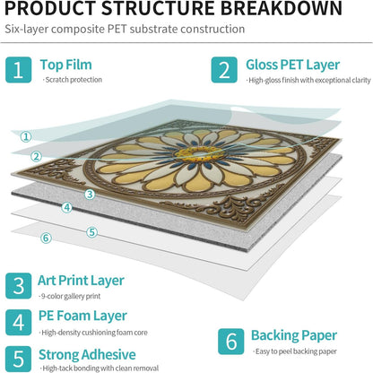 Peel and Stick Backsplash Tile Sticker for Kitchen and Bathroom Walls - 24 Removable 5.9"x5.9" Tiles, Waterproof
