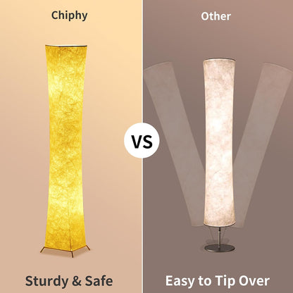 chiphy Floor Lamp, Dimmable 61" Tall Standing Lamp, 3 Levels Adjustable Brightness 12Wx2 LED Bulbs, Column Floor Light w/White Fabric Shade, Home Decor for Living Room, Bedroom, Kids Room