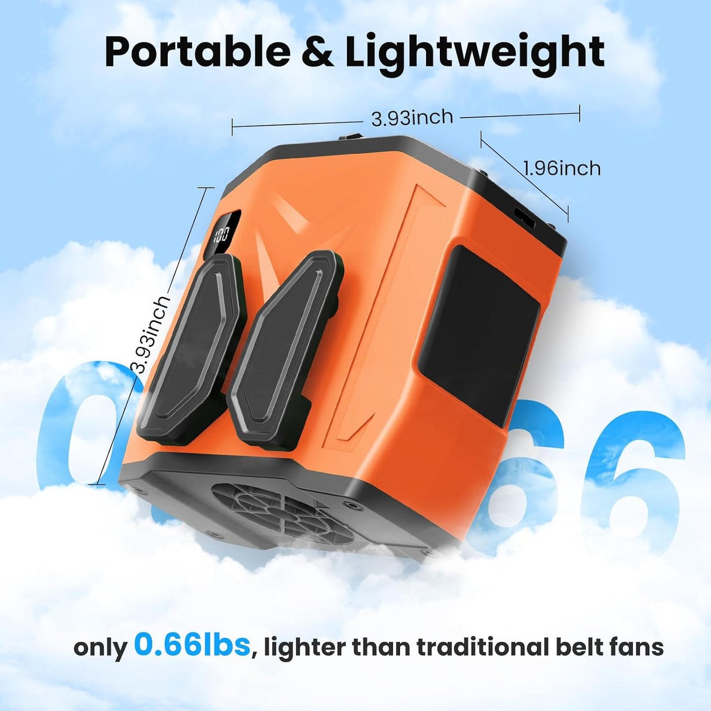 Portable Personal Waist Fan Rechargeable, 10000mAh 5 Speeds 13500RPM Strong Airflow, LED Light & 30H Runtime, Hands-Free Shirt/Belt/Neck Clip on Fan for Camping, Work, Outdoor, Travel