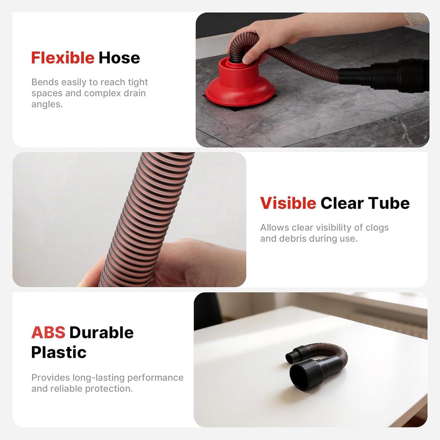 Shop-Vac 2-In-1 AC Drain Line Unclogger Tool, Universal Fit HVAC Drain Line Cleaner Adapter for Vacuums, Flexible & Durable Wet Vac Attachment with Clear Visibility for Sink, Floor Sewer, A/C Cleaning
